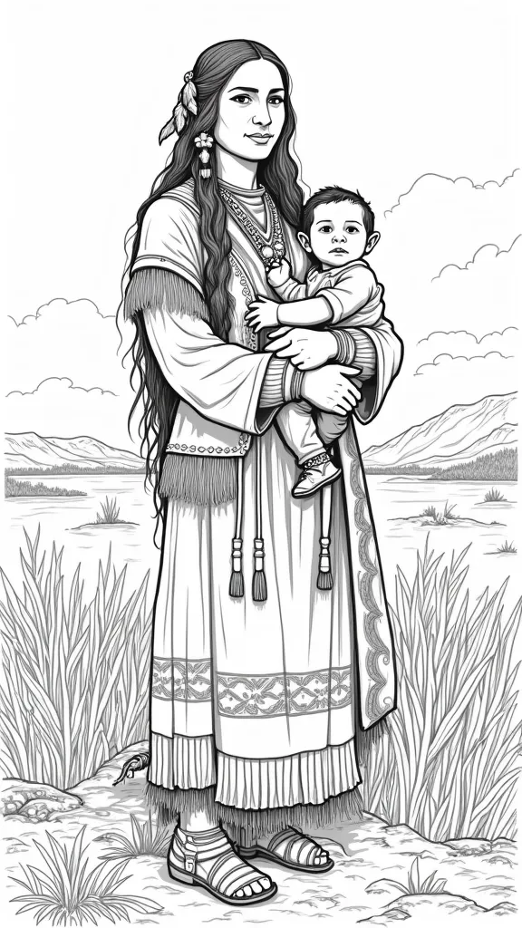 coloring pages of sacagawea